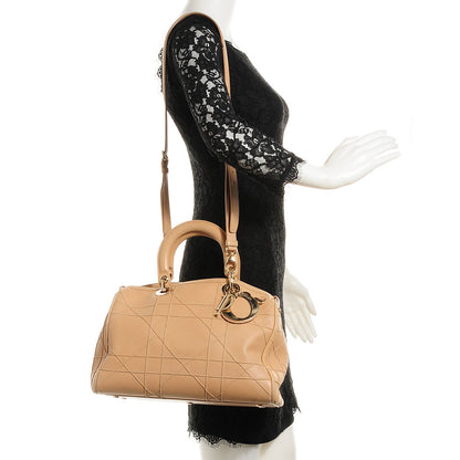Christian Dior Calfskin Cannage Granville Polochon Beige 2 of 9