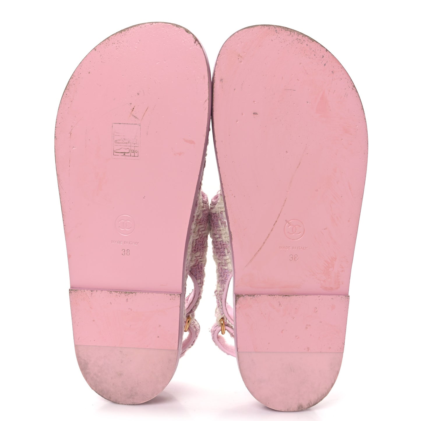 Cotton Tweed Velcro Dad Sandals 38 Pink Ecru