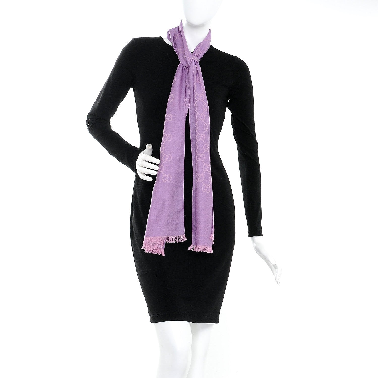 Gucci Jacquard Monogram Fringe Scarf Purple 2 of 5