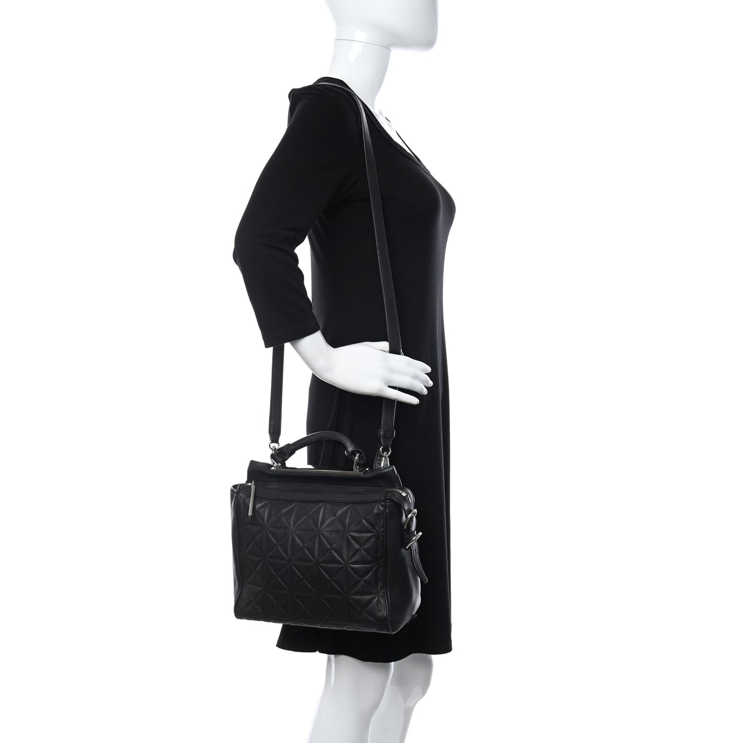 Calfskin Quilted Small Ryder Satchel Black