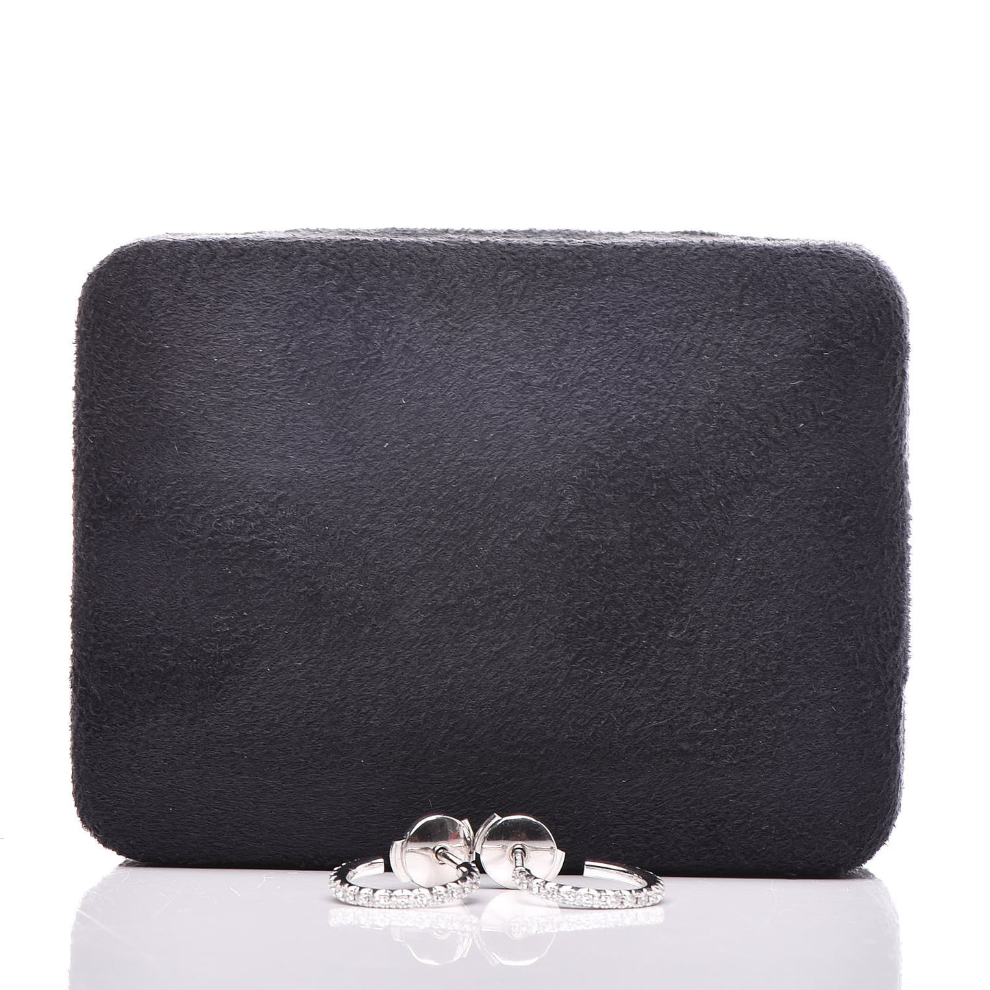 18K White Gold Diamond Small Metro Hoop Earrings