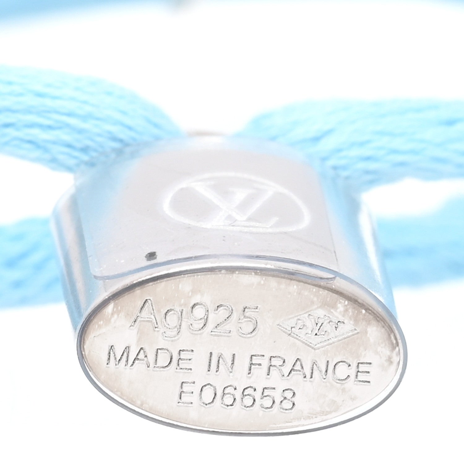 Louis Vuitton Sterling Silver Cotton Lockit X Doudou Louis Bracelet Blue 3 of 3