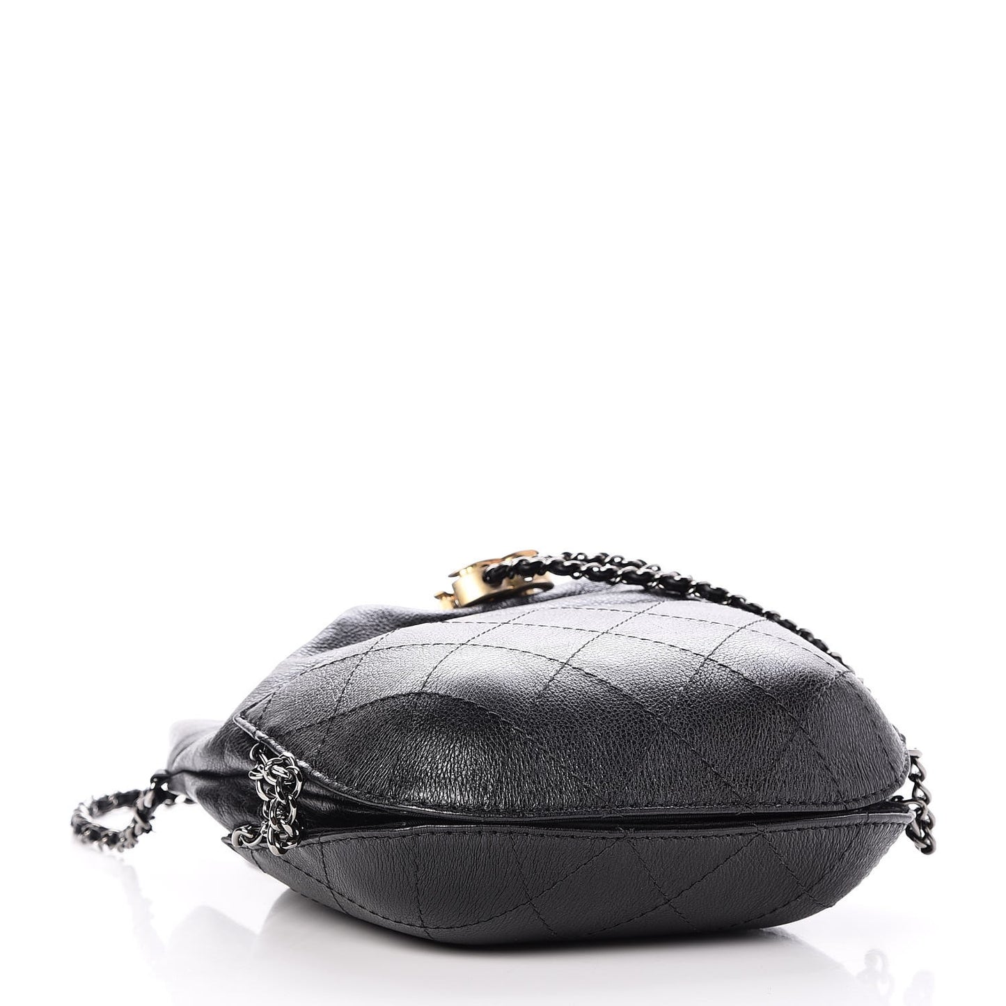 Calfskin Quilted Small Gabrielle Bucket Black