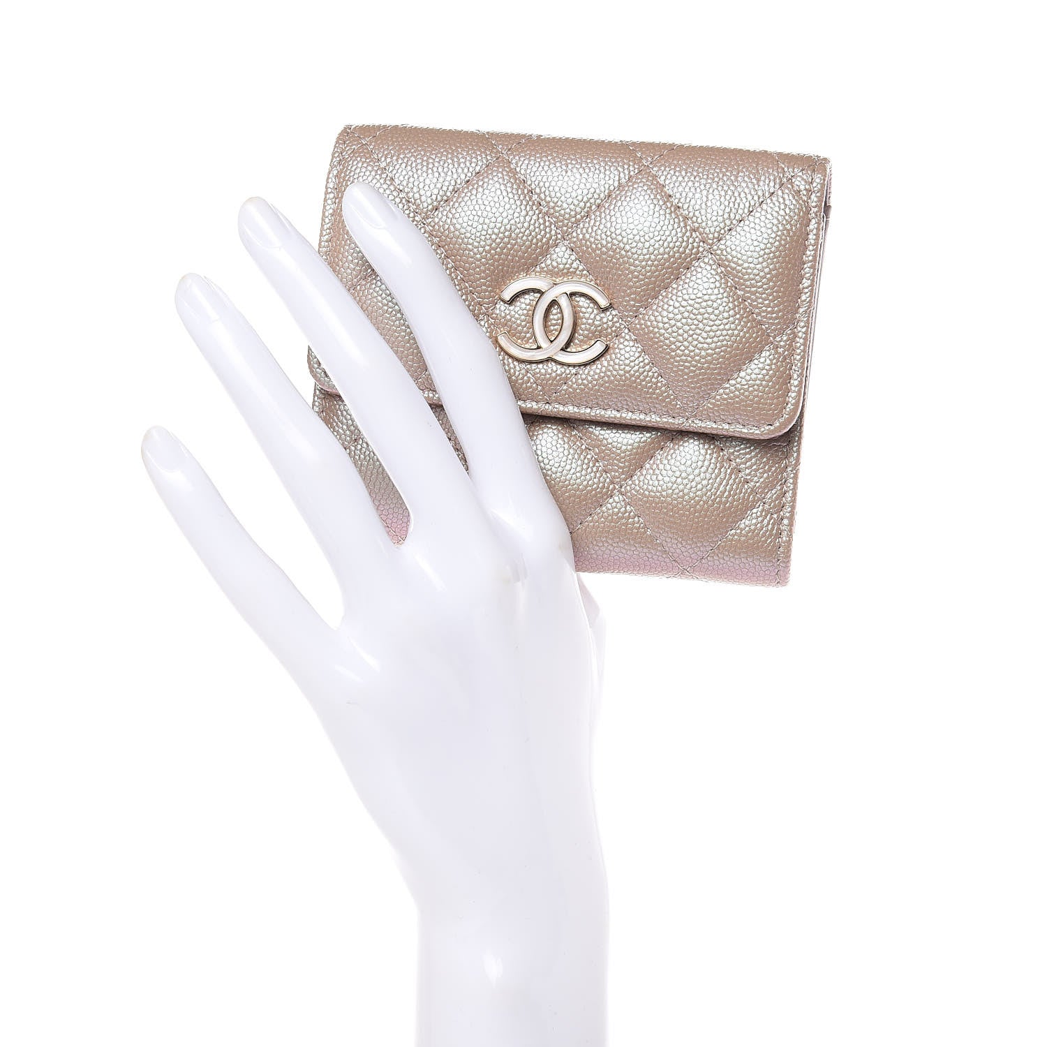 Chanel Iridescent Caviar Quilted Small Flap Wallet Beige 2 of 8