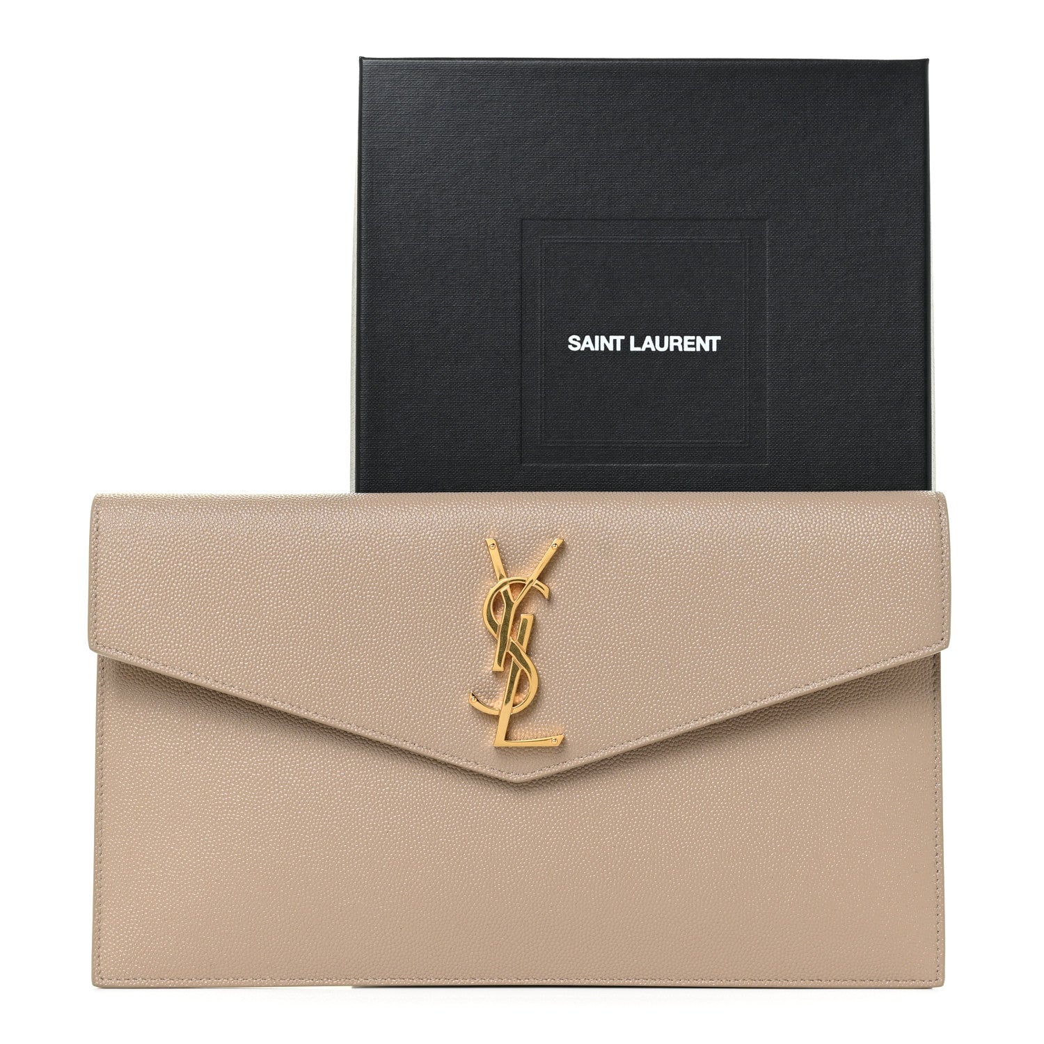 Saint Laurent Grain De Poudre Uptown Pouch Dark Beige 12 of 12