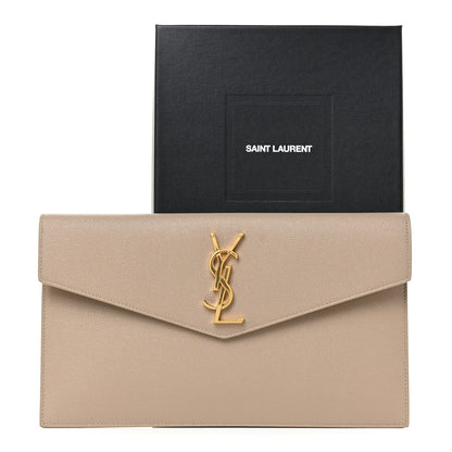 Saint Laurent Grain De Poudre Uptown Pouch Dark Beige 12 of 12