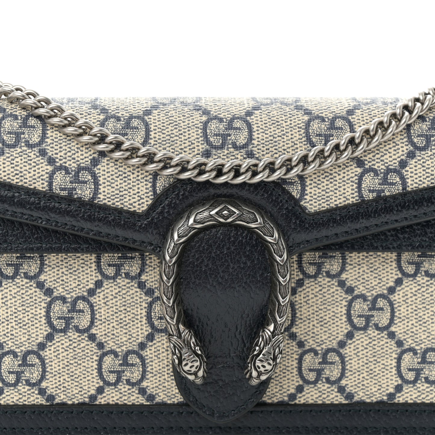 GG Supreme Monogram Textured Dollar Calfskin Super Mini Dionysus Shoulder Bag Beige Blue