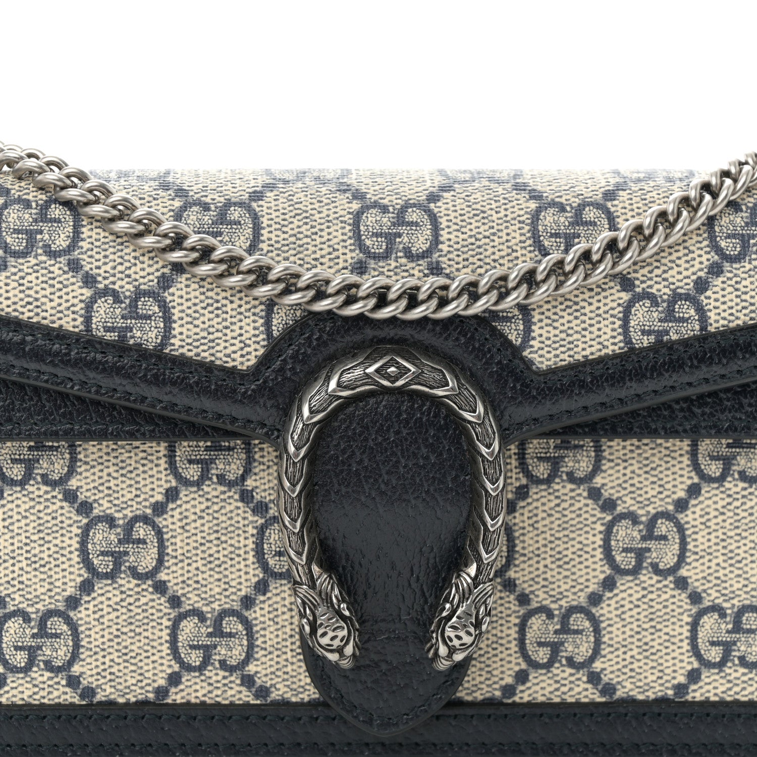 Gucci GG Supreme Monogram Textured Dollar Calfskin Super Mini Dionysus Shoulder Bag Beige Blue 7 of 9