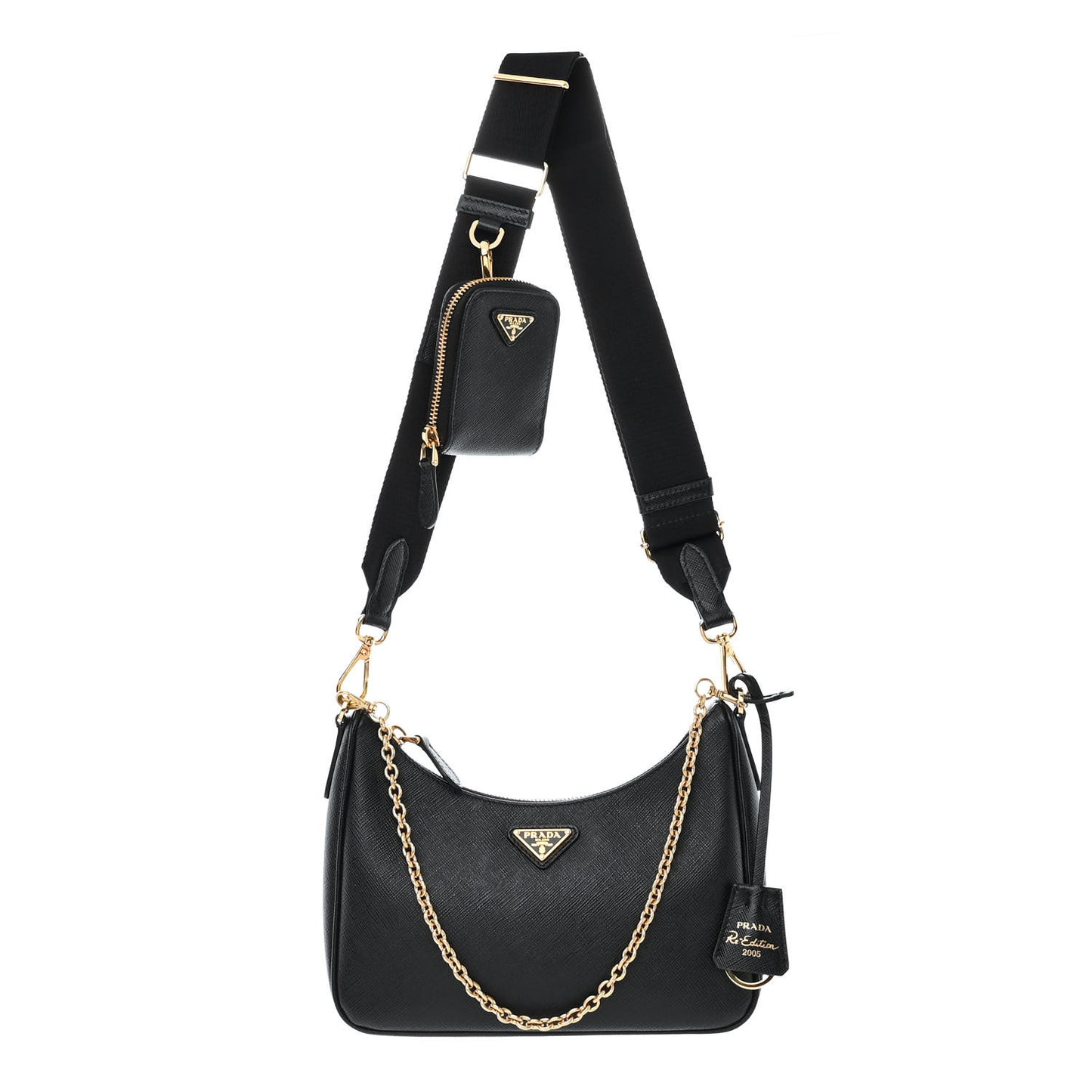 Saffiano Lux Re-Edition 2005 Shoulder Bag Black
