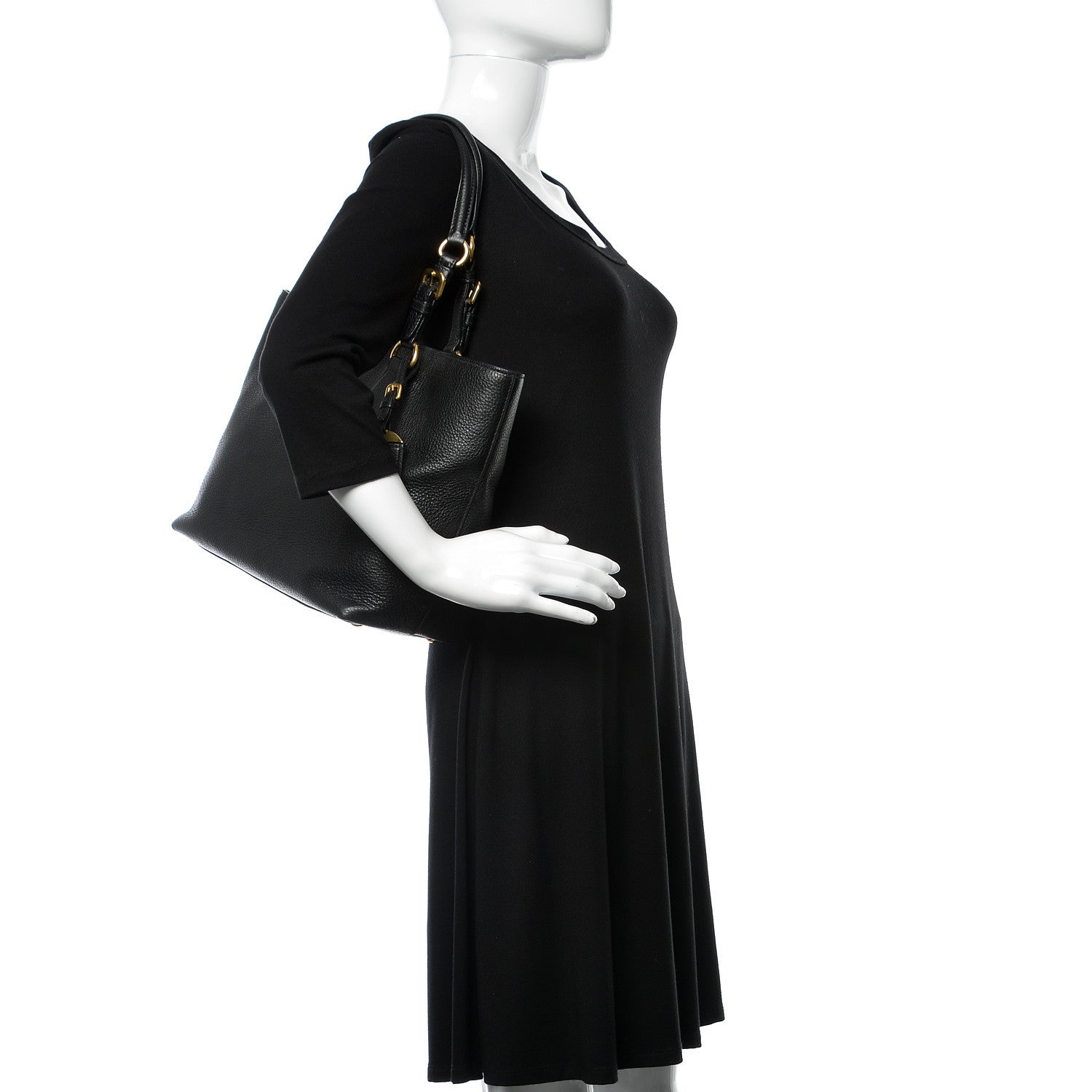 Prada Vitello Daino Tote Black 2 of 9