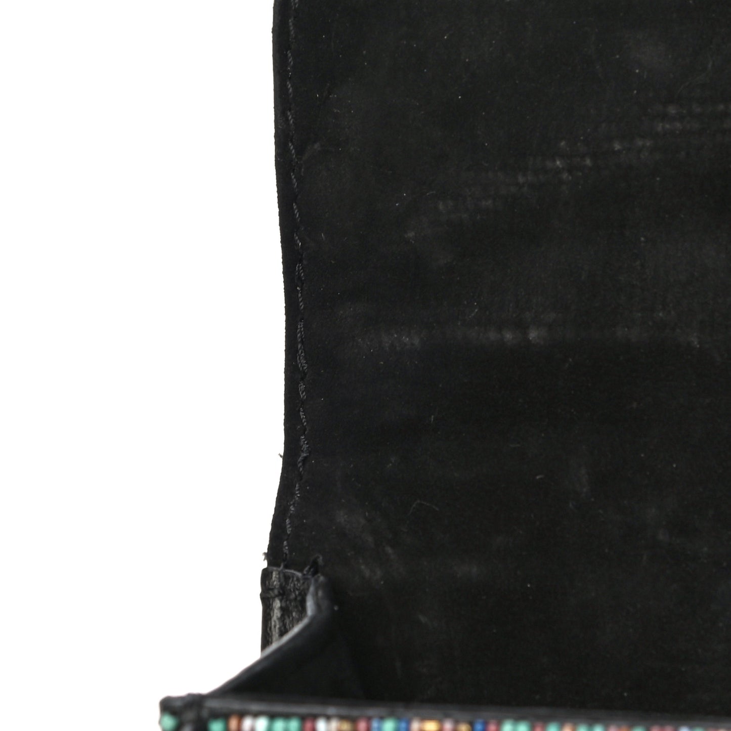 Vitello Beaded Small Glam Lock Rockstud Flap Black