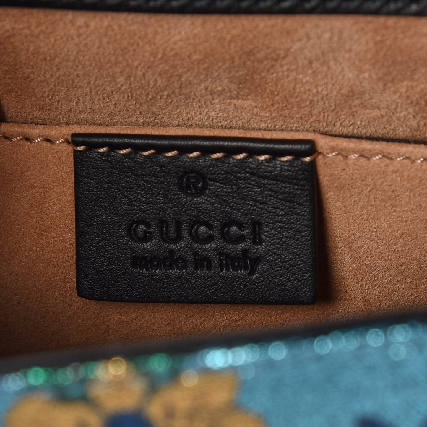Iridescent Brocade Mini Sylvie Top Handle Bag Azure