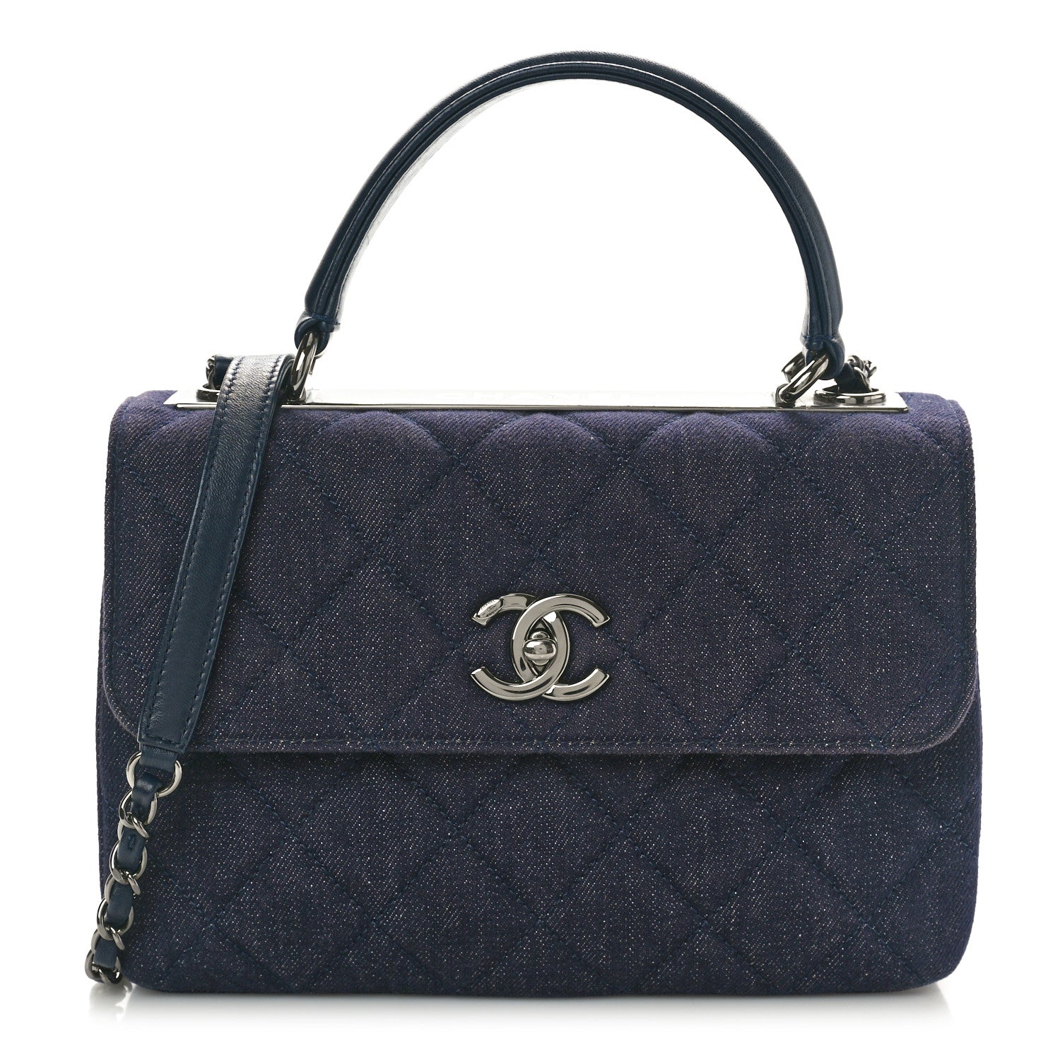 Chanel Denim Quilted Small Trendy CC Flap Dual Handle Bag Blue 1 of 11