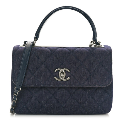 Chanel Denim Quilted Small Trendy CC Flap Dual Handle Bag Blue 1 of 11