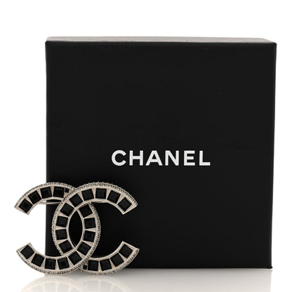 Chanel Baguette Crystal CC Brooch Silver Black 4 of 4