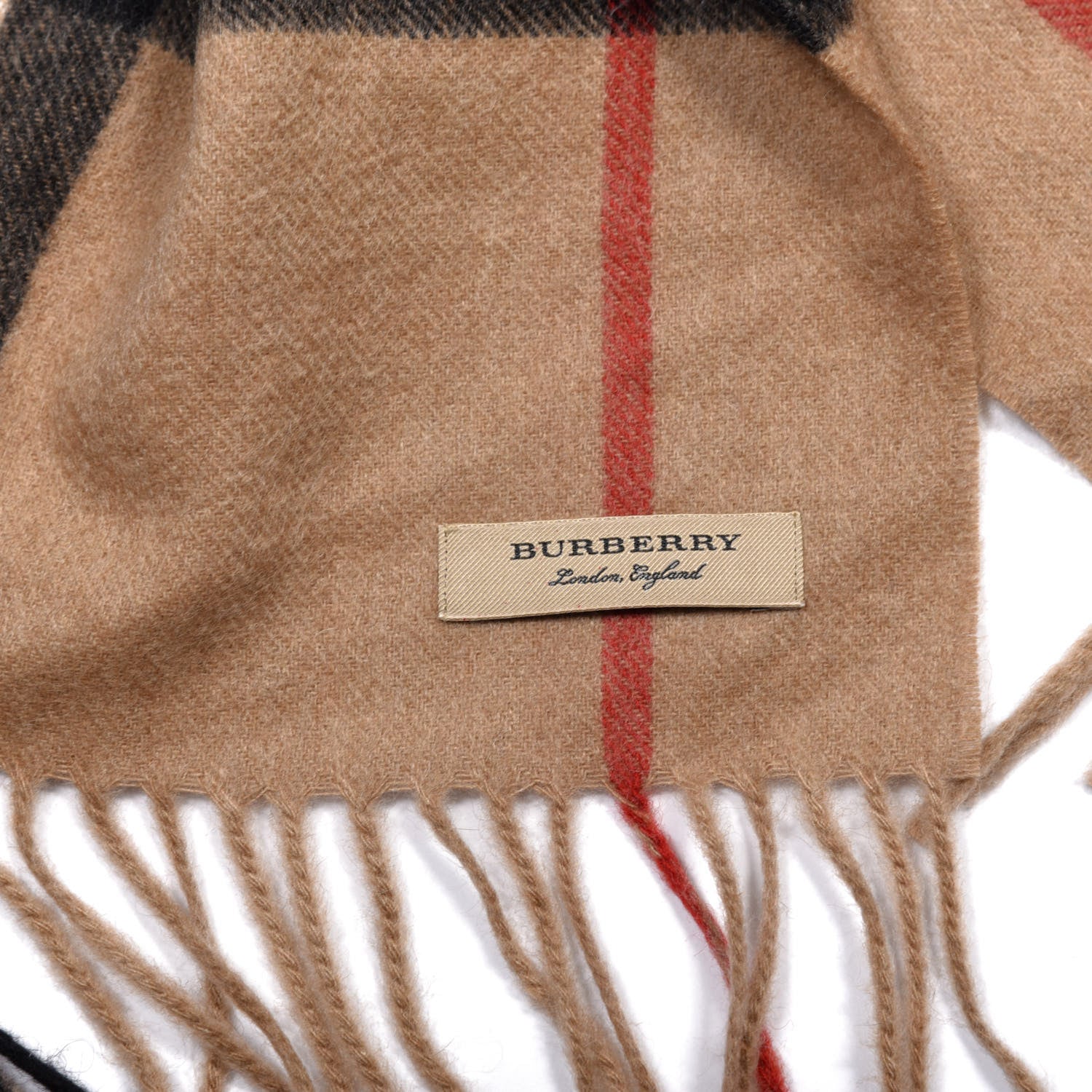 Burberry Cashmere Giant Check EKD Fringe Scarf Camel Multicolor 4 of 4