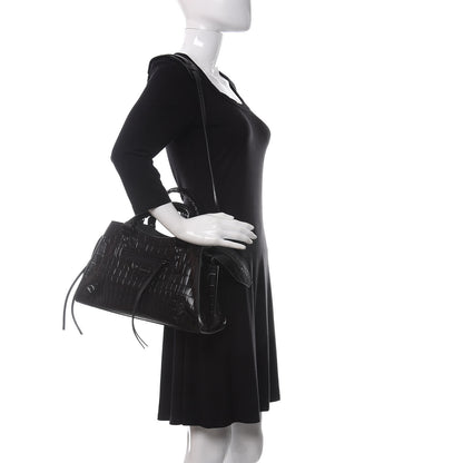 Balenciaga Semi Shiny Calfskin Crocodile Embossed Neo Classic Black Hardware S City Black 2 of 10