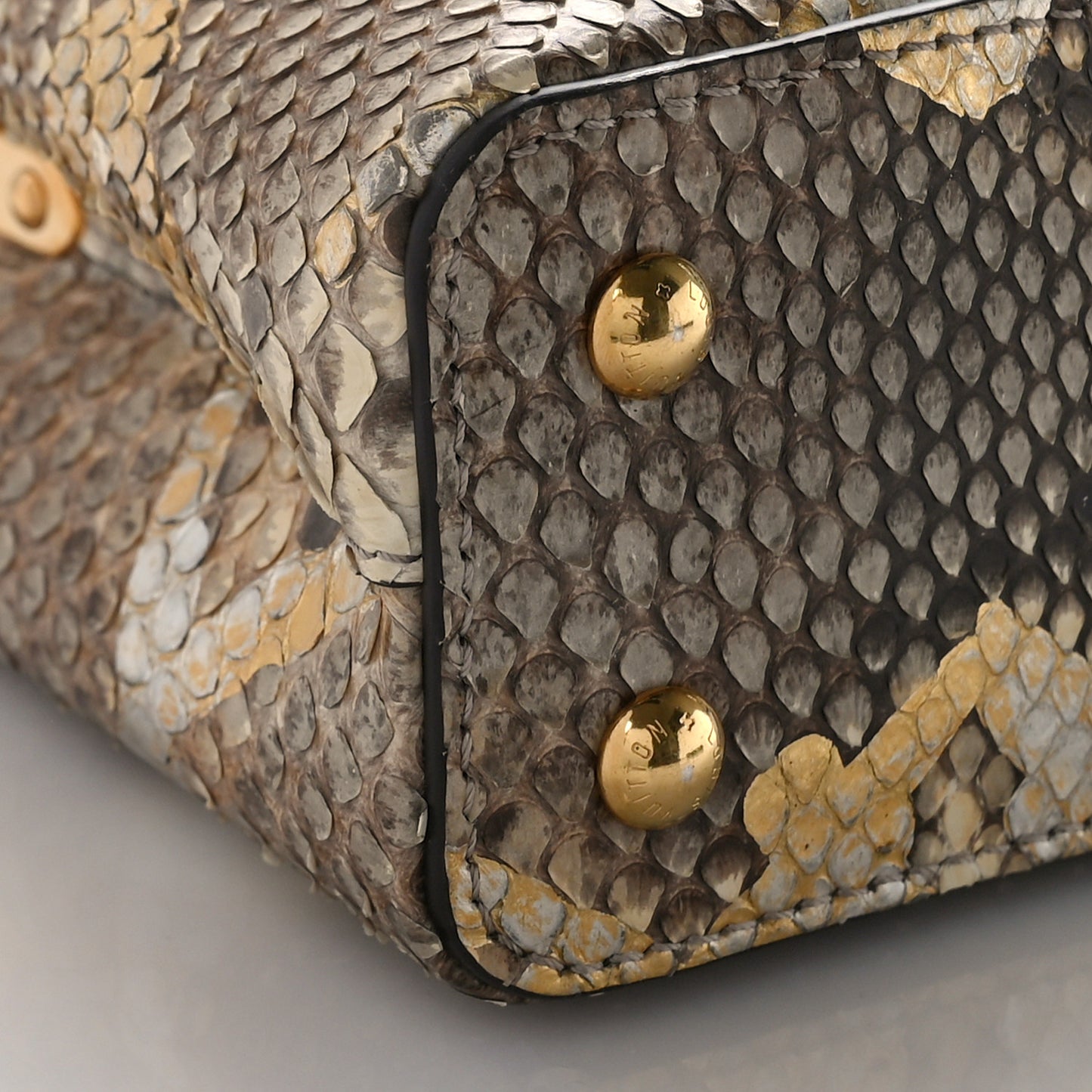 Metallic Python Capucines Mini Gold Silver
