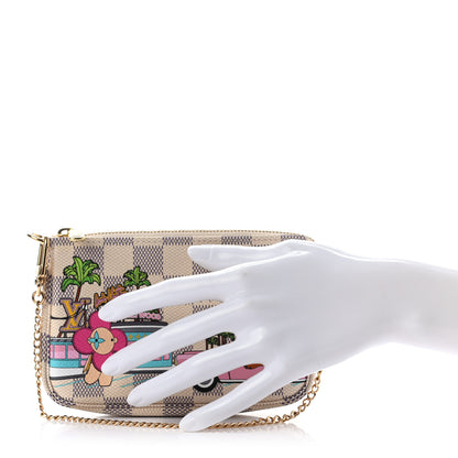 Louis Vuitton Damier Azur 2021 Christmas Animation Hollywood Mini Pochette Accessories Fuchsia 2 of 7