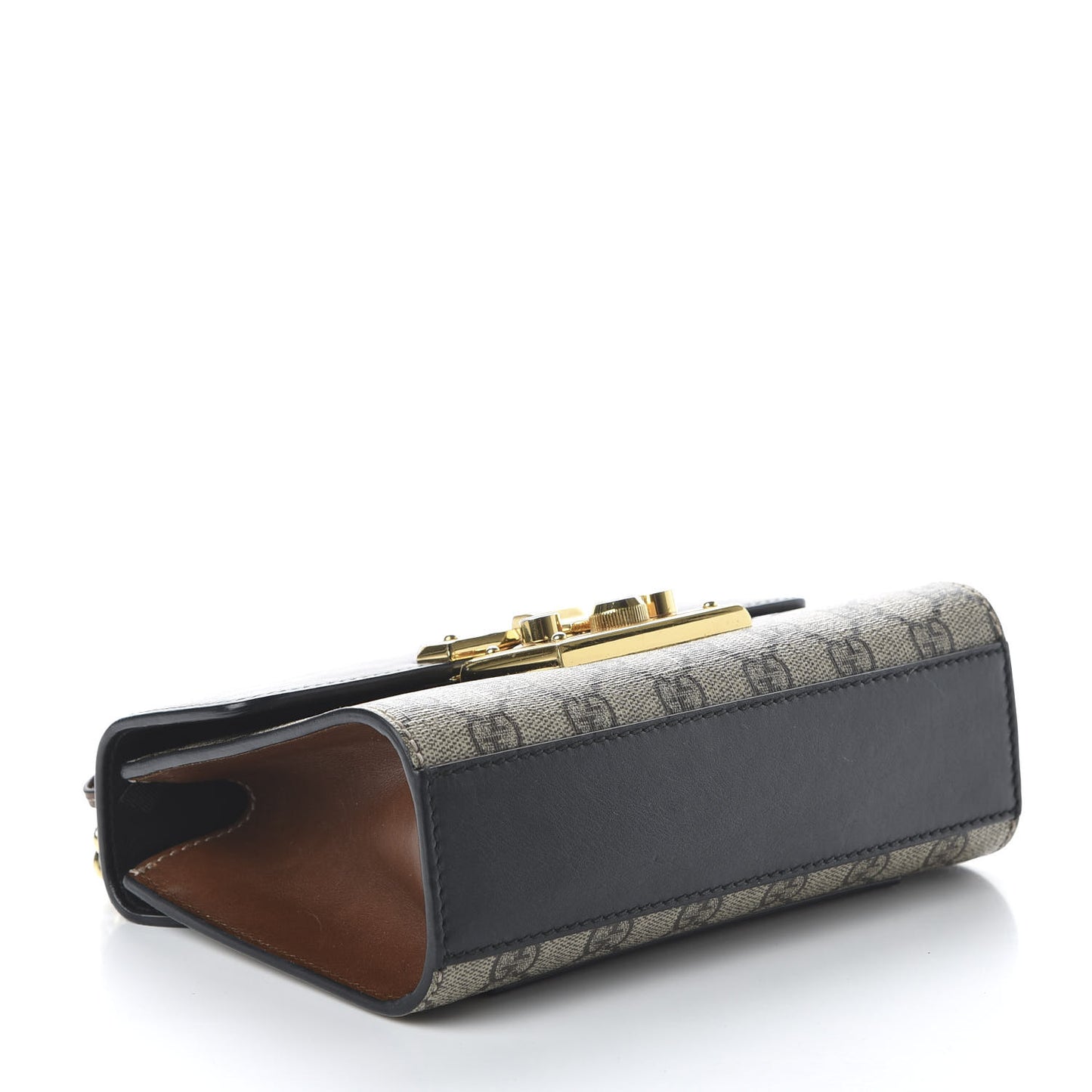 GG Supreme Monogram Calfskin Small Padlock Shoulder Bag Beige Black Cuir