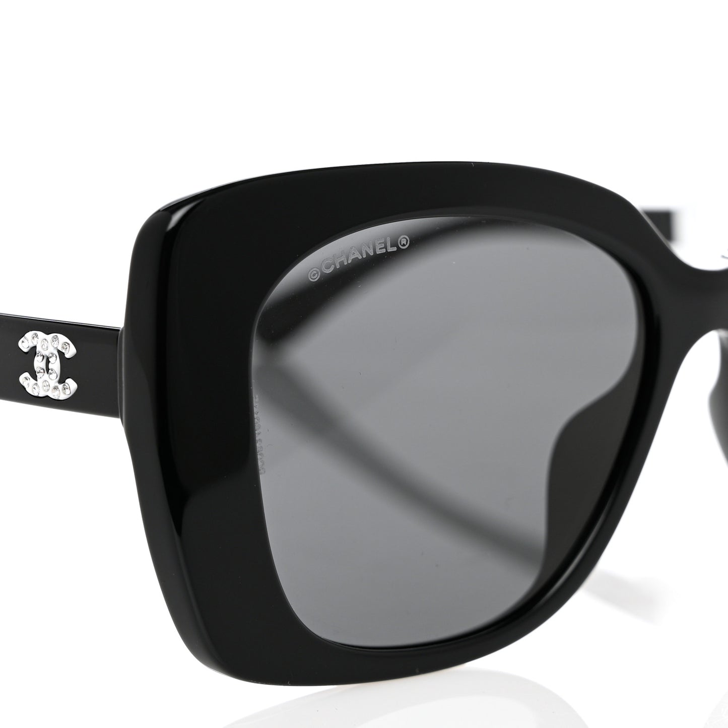 Acetate Strass Square Sunglasses 5422-B-A Black White