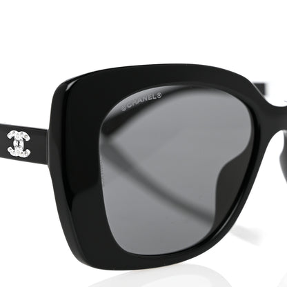 Chanel Acetate Strass Square Sunglasses 5422-B-A Black White 7 of 8