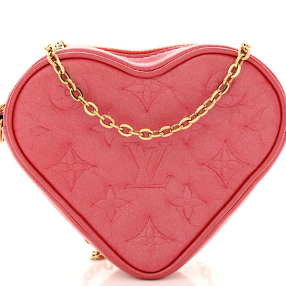 Louis Vuitton Lambskin Embossed Monogram Fall In Love Sac Coeur Heart Chain Bag Lipstick Red 7 of 12