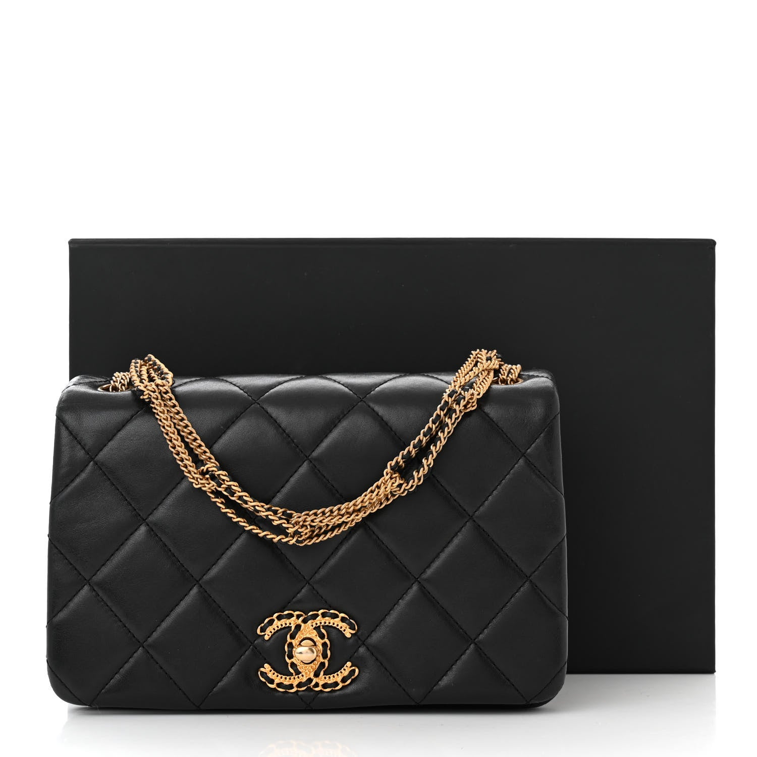 Chanel Lambskin Quilted On And On Small Chain Flap Black 11 of 11