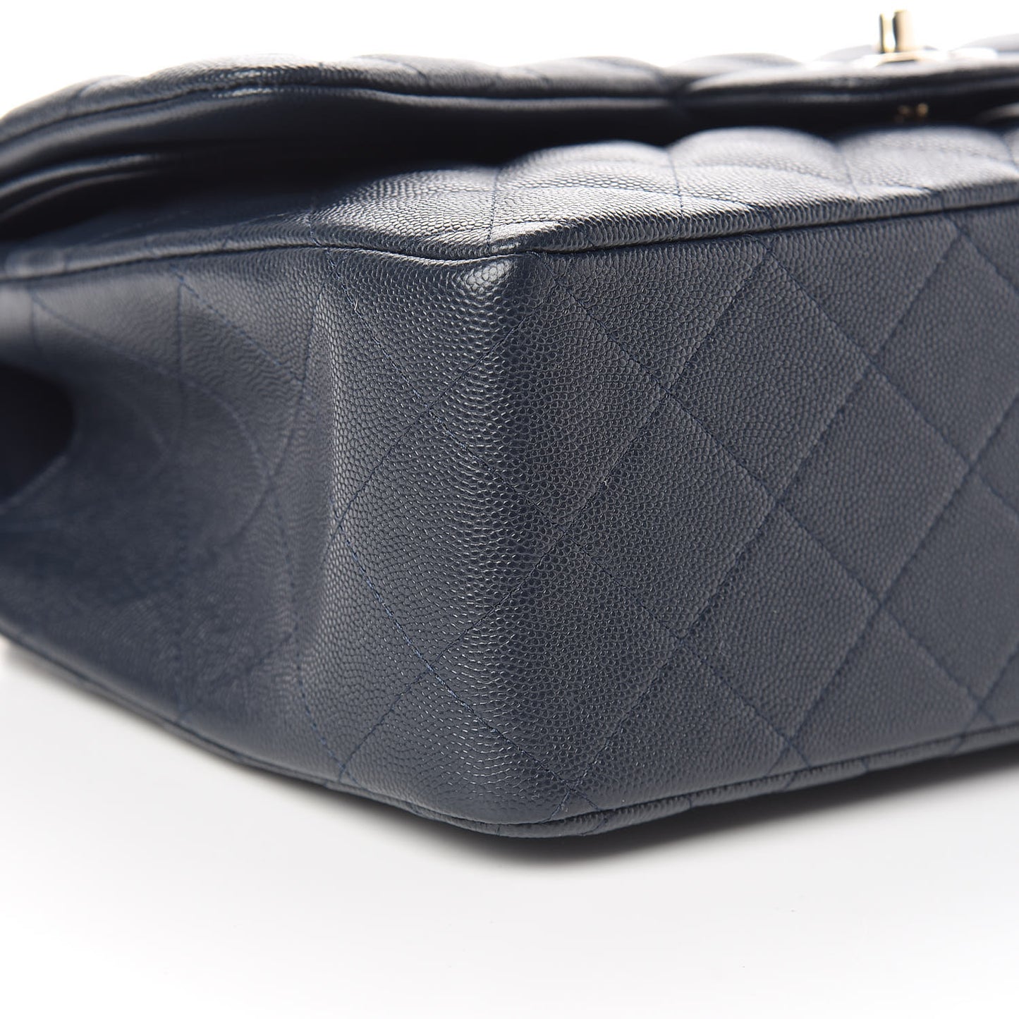 Caviar Quilted Jumbo Double Flap Navy Blue
