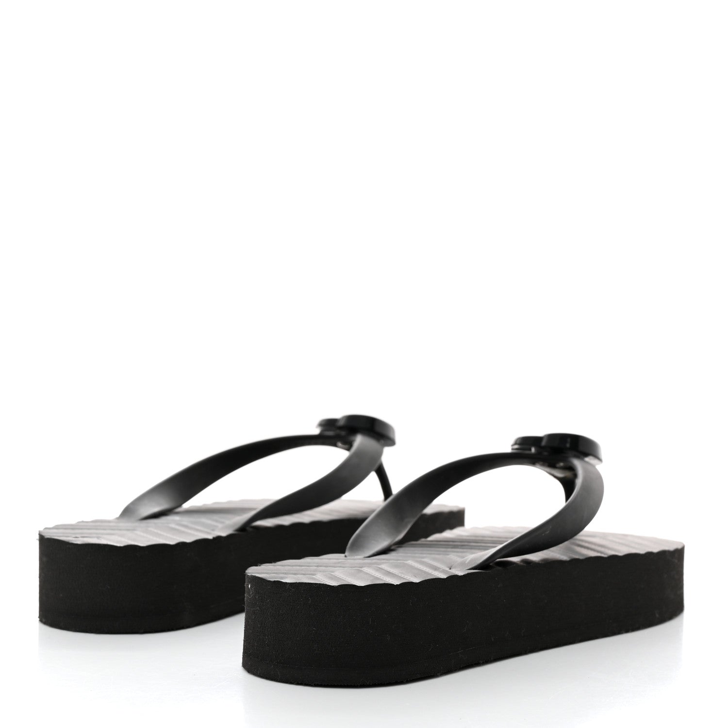 Gucci Rubber Chevron Womens GG Thong Sandals 38 38 Black 4 of 9