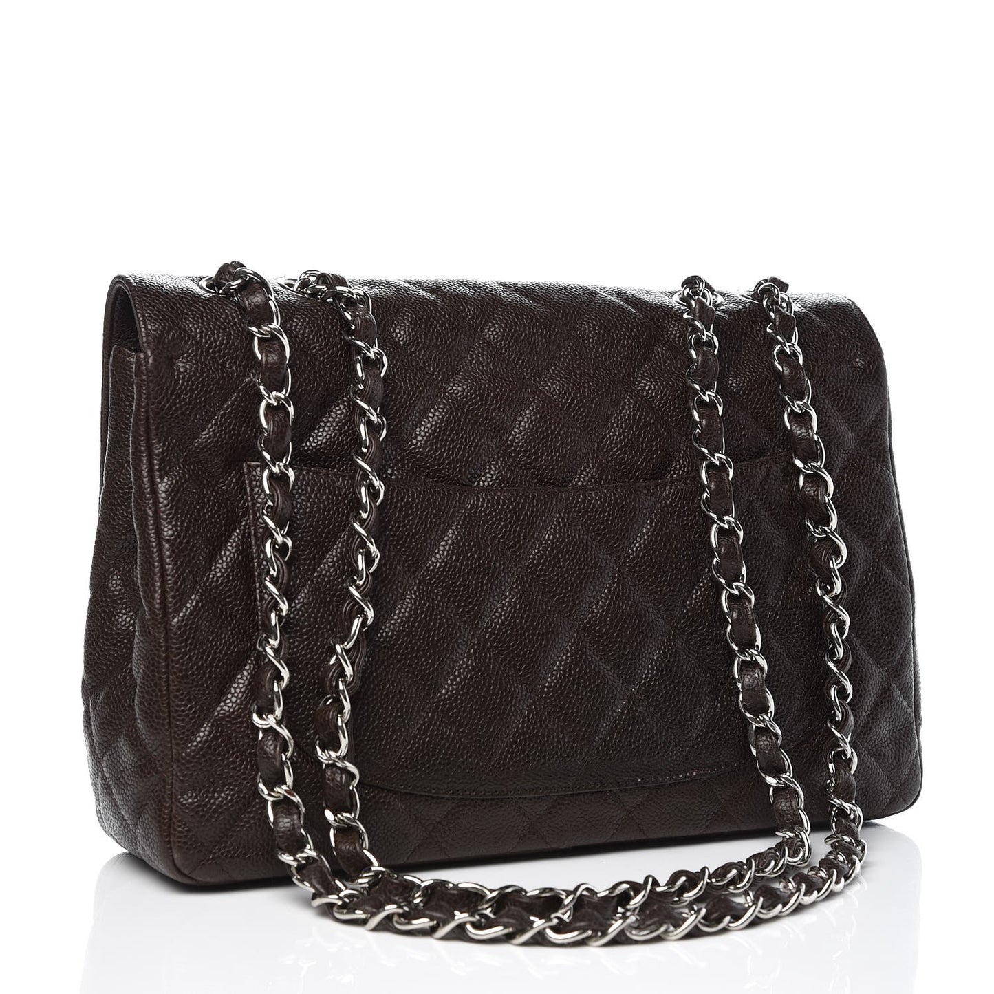 Caviar Quilted Jumbo Single Flap Dark Brown