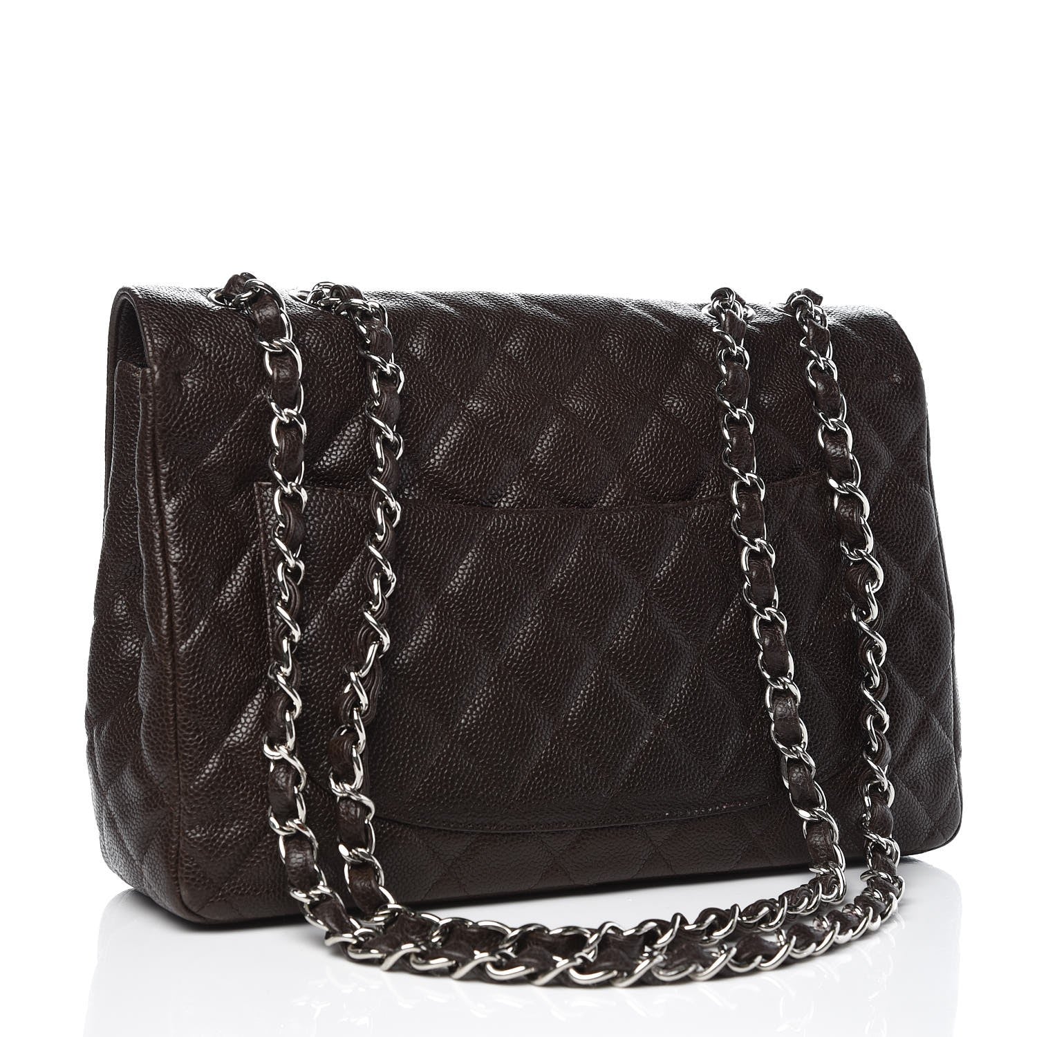 Chanel Caviar Quilted Jumbo Single Flap Dark Brown 3 of 13