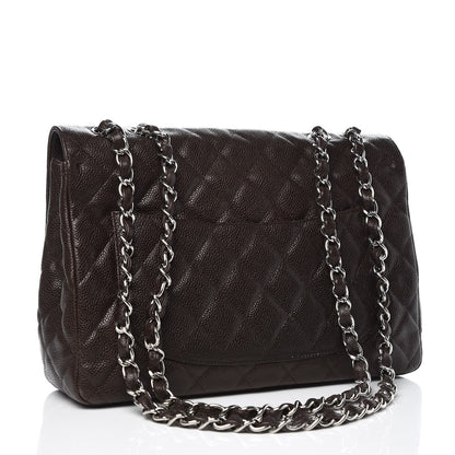 Chanel Caviar Quilted Jumbo Single Flap Dark Brown 3 of 13