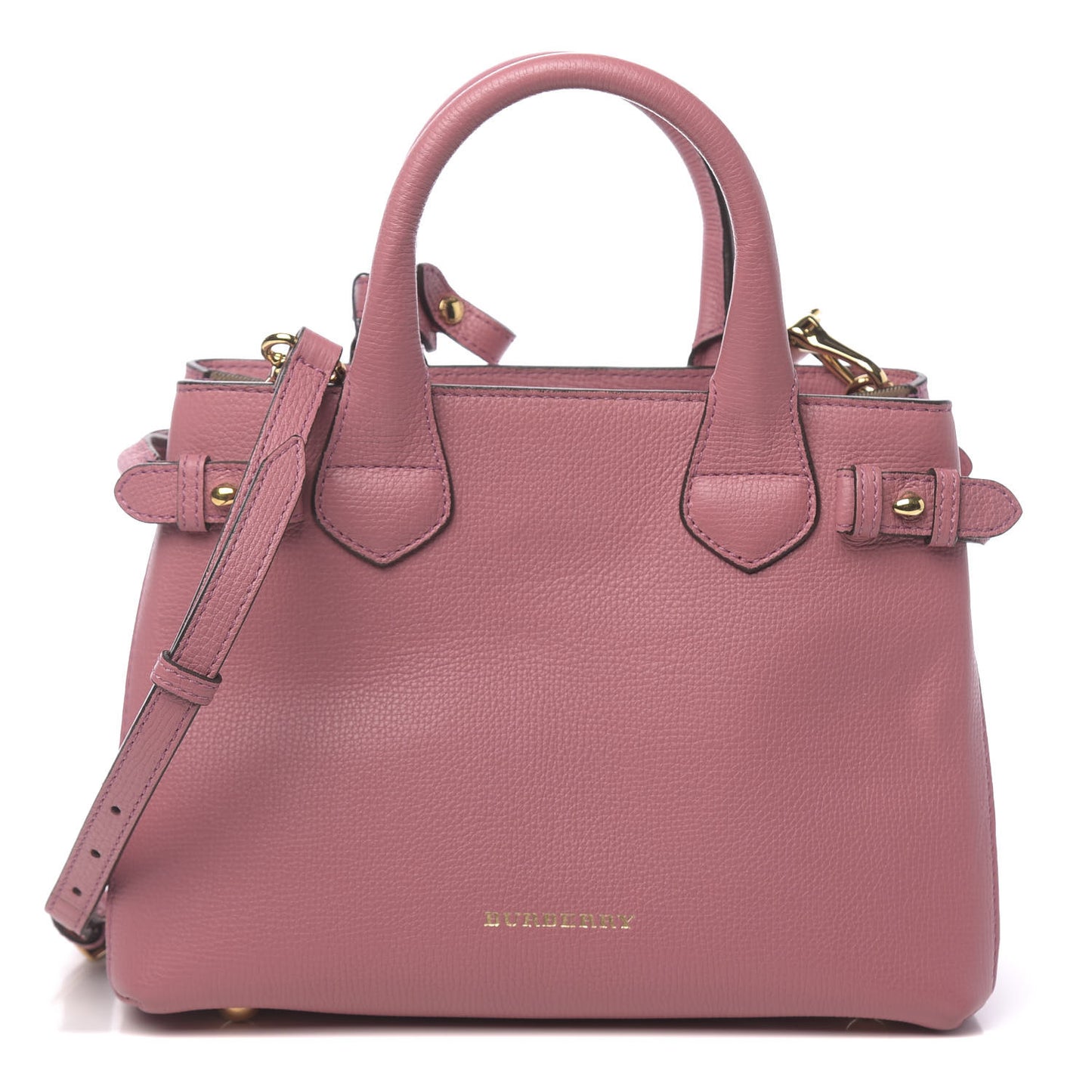 Grainy Calfskin House Check Small Banner Tote Mauve Pink