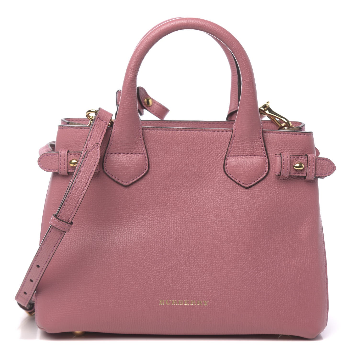 Burberry Grainy Calfskin House Check Small Banner Tote Mauve Pink 1 of 11