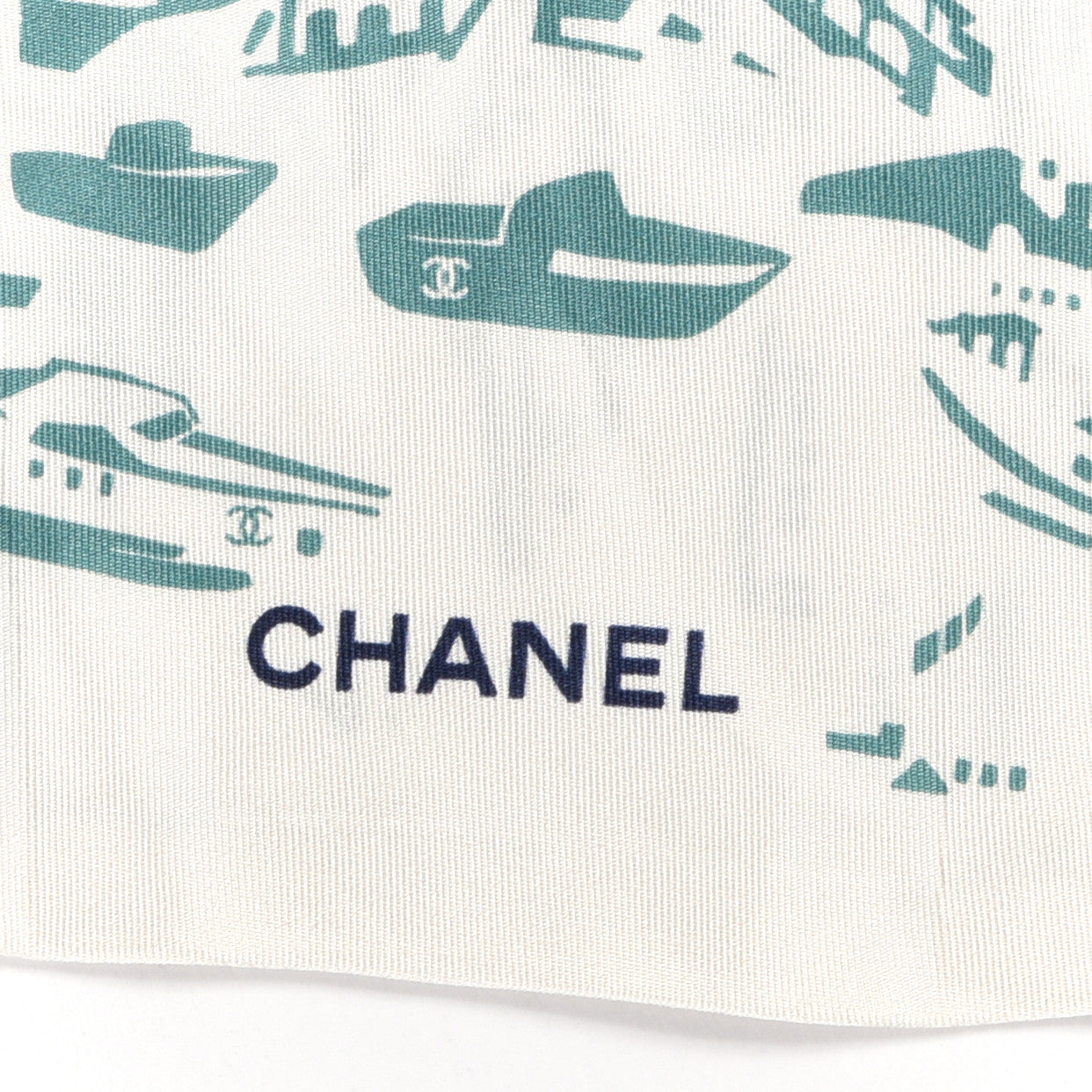 Chanel Silk Twill Hair Scarf Green White 2 of 5