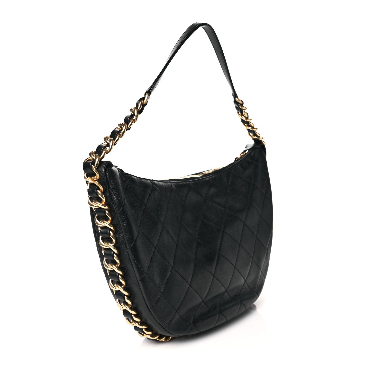 Chanel Lambskin Quilted Chain Around Hobo Black 2 of 9