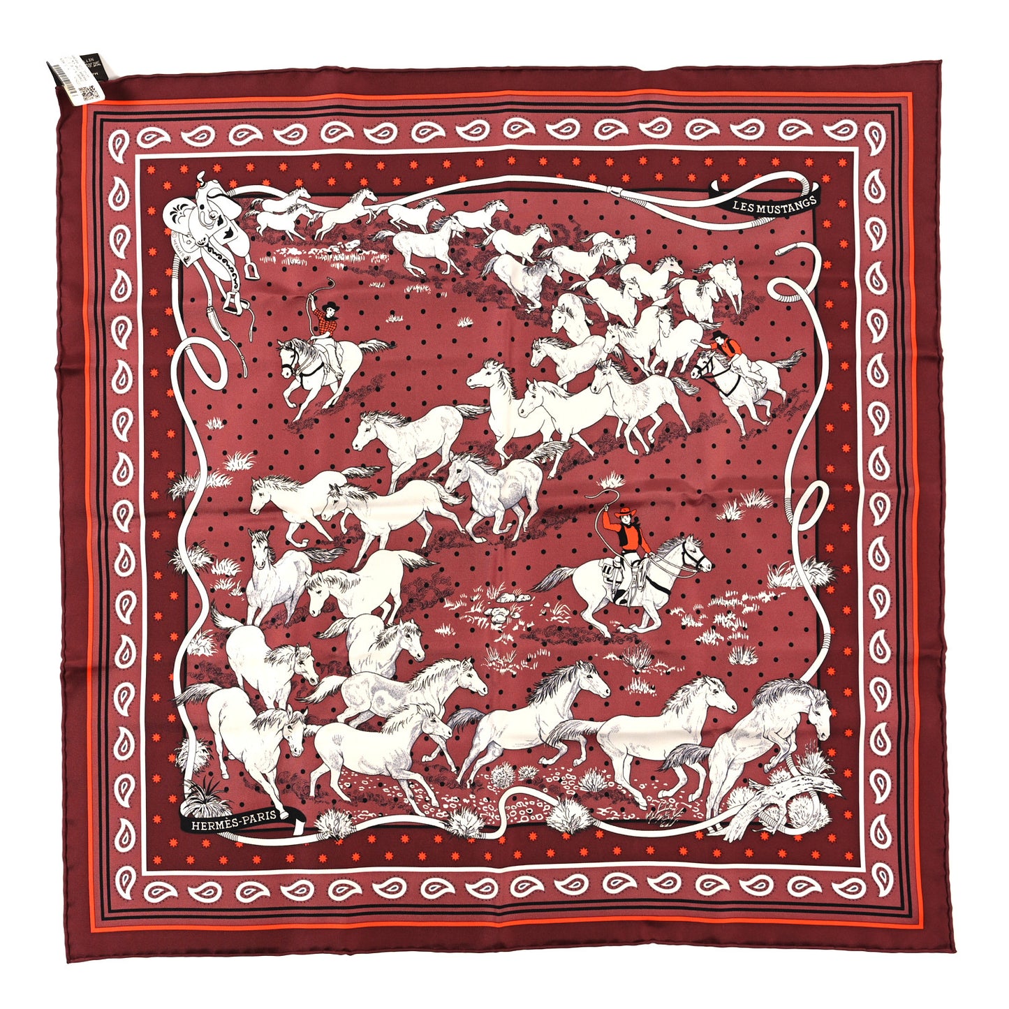 Silk Les Mustangs Bandana 55 Lie De Vin Orange