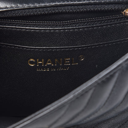 Chanel Lambskin Chevron Quilted Mini Square Flap Black 6 of 9