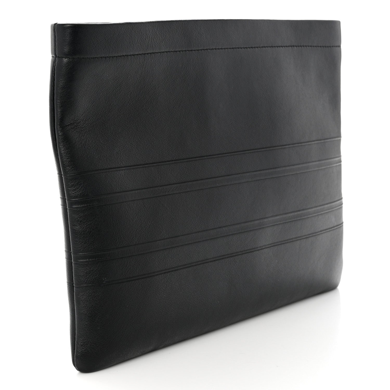 Christian Dior Calfskin Embossed Logo Zip Clutch Black 3 of 7
