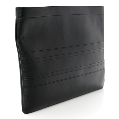 Christian Dior Calfskin Embossed Logo Zip Clutch Black 3 of 7