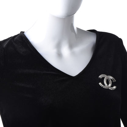 Chanel Baguette Crystal CC Brooch Silver 3 of 6