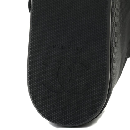 Chanel Grosgrain Crystal Logo Platform Sandals 36 Black 8 of 9