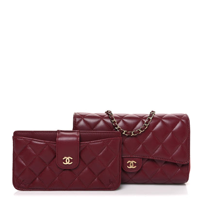 Chanel Lambskin Quilted Phone Holder Wallet on Removable Chain Burgundy 3 of 14