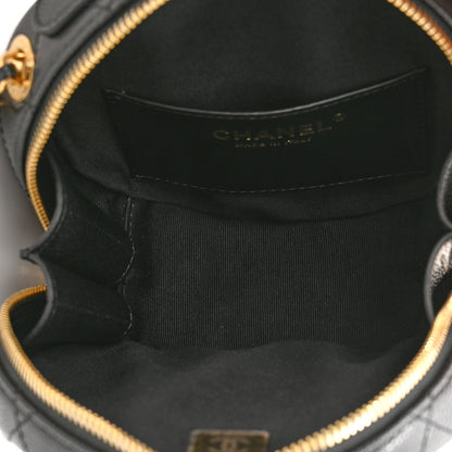 Chanel Caviar Quilted Small Round Vanity With Chain Black 5 of 11