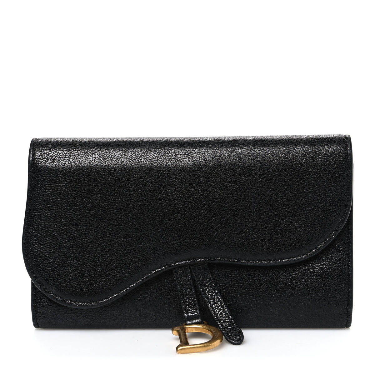 Christian Dior Goatskin Saddle Long Wallet Black 1 of 7