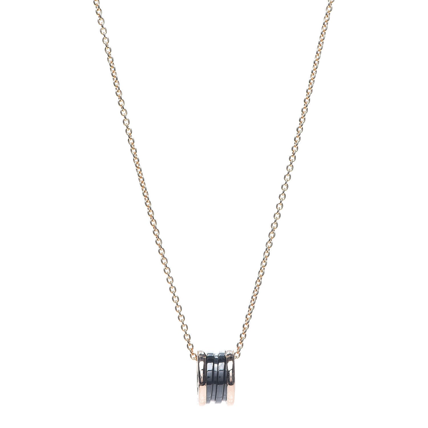 Bulgari 18K Rose Gold Black Ceramic B.Zero1 Pendant Necklace 1 of 5