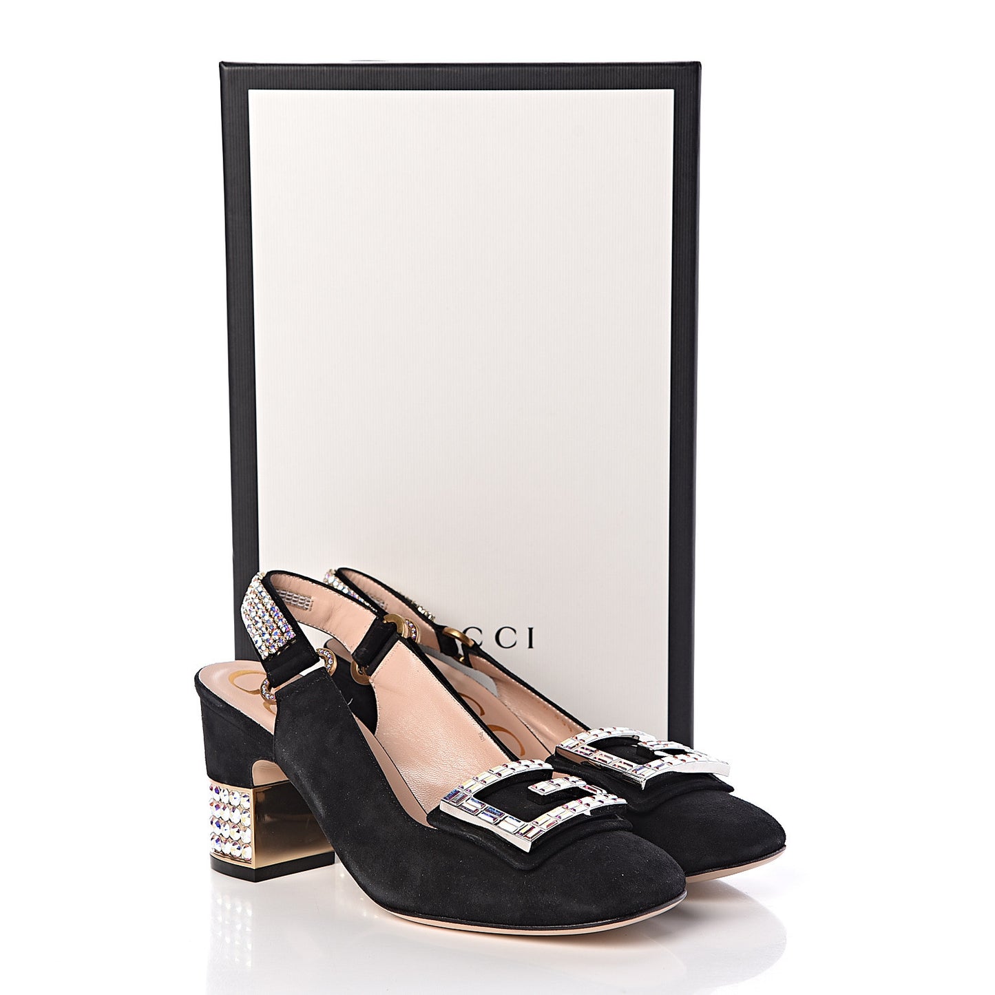 Kid Scamosciato Crystal Square G Madelyn Slingbacks 35.5 Black