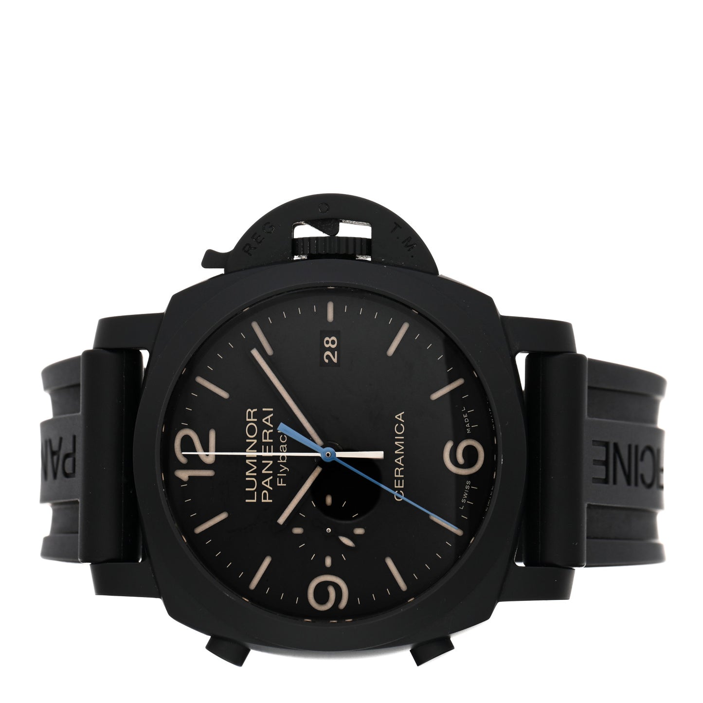 Ceramic Rubber 44mm Luminor 1950 3 Days Chrono Flyback Automatic Watch Black PAM00580