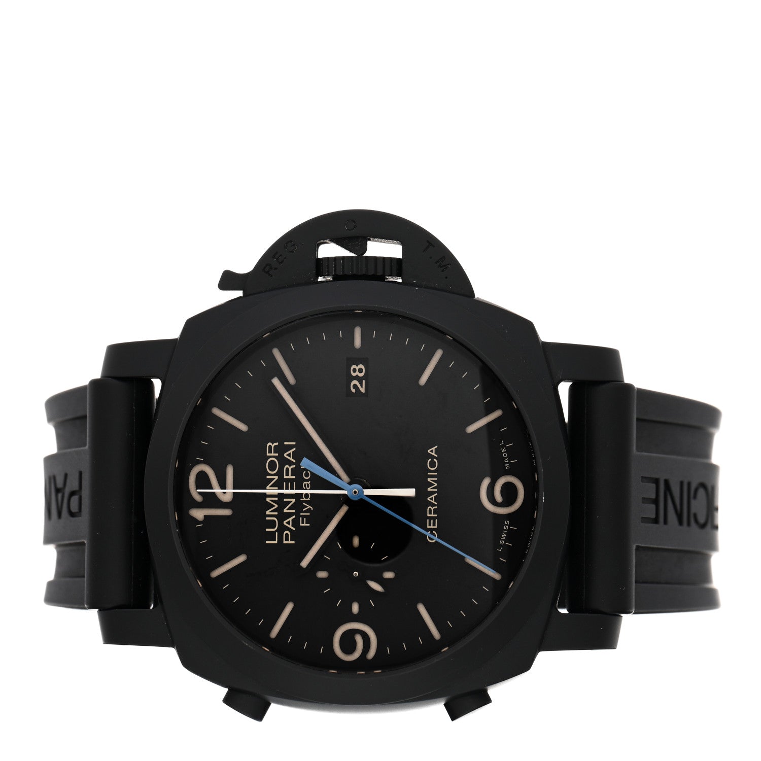 Panerai Ceramic Rubber 44mm Luminor 1950 3 Days Chrono Flyback Automatic Watch Black PAM00580 2 of 5
